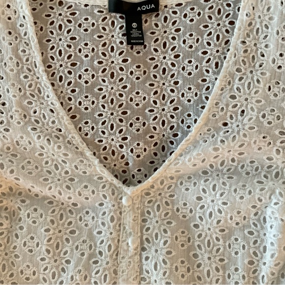 Aqua Eyelet Little White Dress - Picture 8 of 9